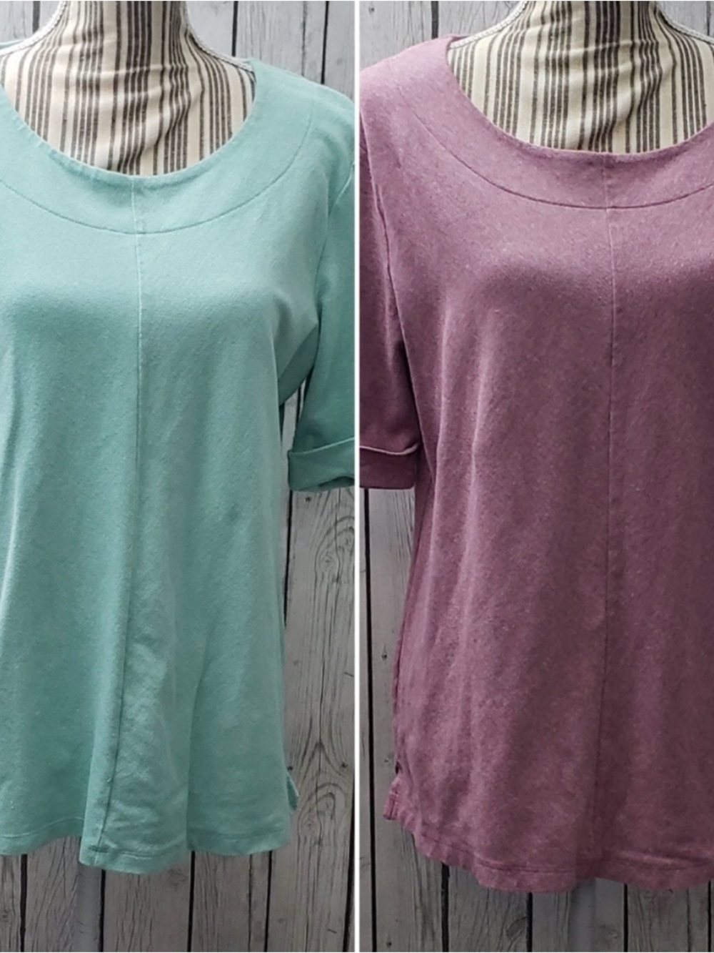 Bundle of 2 Croft & Barrow Elbow Sleeve Utility Top, Size L